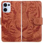 For OPPO Reno13 Global Tiger Embossing Pattern Flip Leather Phone Case(Brown)