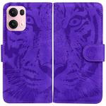 For OPPO Reno13 Pro Global Tiger Embossing Pattern Flip Leather Phone Case(Purple)