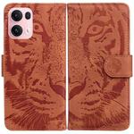 For OPPO Reno13 Pro Global Tiger Embossing Pattern Flip Leather Phone Case(Brown)