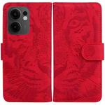 For OPPO Reno13 F 4G / 5G Tiger Embossing Pattern Flip Leather Phone Case(Red)