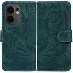 For OPPO Reno13 F 4G / 5G Tiger Embossing Pattern Flip Leather Phone Case(Green)