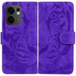 For OPPO Reno13 F 4G / 5G Tiger Embossing Pattern Flip Leather Phone Case(Purple)