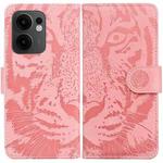 For OPPO Reno13 F 4G / 5G Tiger Embossing Pattern Flip Leather Phone Case(Pink)