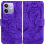 For OPPO A5x 5G / A3 4G / 5G / A3x 4G / 5G Tiger Embossing Pattern Flip Leather Phone Case(Purple)