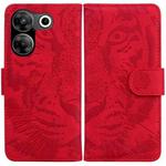 For Tecno Camon 20 Pro 4G / 20 Tiger Embossing Pattern Flip Leather Phone Case(Red)