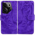 For Tecno Camon 20 Premier 5G Tiger Embossing Pattern Flip Leather Phone Case(Purple)