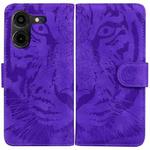 For Tecno Pova 5 Pro Tiger Embossing Pattern Flip Leather Phone Case(Purple)