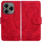 For Tecno Spark 20 Pro Tiger Embossing Pattern Flip Leather Phone Case(Red)