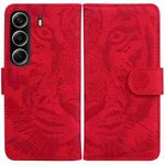 For Tecno Camon 40 Tiger Embossing Pattern Flip Leather Phone Case(Red)