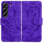 For Tecno Camon 40 Tiger Embossing Pattern Flip Leather Phone Case(Purple)