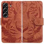For Tecno Camon 40 Tiger Embossing Pattern Flip Leather Phone Case(Brown)