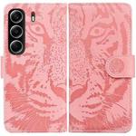 For Tecno Camon 40 Tiger Embossing Pattern Flip Leather Phone Case(Pink)