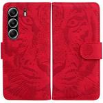 For Tecno Camon 40 Pro 4G Tiger Embossing Pattern Flip Leather Phone Case(Red)