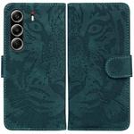 For Tecno Camon 40 Pro 4G Tiger Embossing Pattern Flip Leather Phone Case(Green)