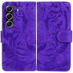 For Tecno Camon 40 Pro 4G Tiger Embossing Pattern Flip Leather Phone Case(Purple)