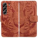 For Tecno Camon 40 Pro 4G Tiger Embossing Pattern Flip Leather Phone Case(Brown)
