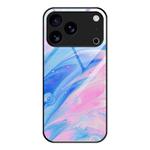 For iPhone 17 Pro Max Marble Pattern Glass Protective Phone Case(Pink)
