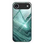 For iPhone Air Marble Pattern Glass Protective Phone Case(Water Waves)