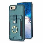 For iPhone SE 2022 / 2020 / 8 / 7 BF27 Metal Ring Card Bag Holder Phone Case(Green)