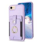 For iPhone SE 2022 / 2020 / 8 / 7 BF27 Metal Ring Card Bag Holder Phone Case(Purple)