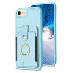 For iPhone SE 2022 / 2020 / 8 / 7 BF27 Metal Ring Card Bag Holder Phone Case(Blue)