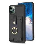 For iPhone 11 Pro Max BF27 Metal Ring Card Bag Holder Phone Case(Black)