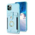 For iPhone 11 Pro BF27 Metal Ring Card Bag Holder Phone Case(Blue)