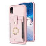 For iPhone XR BF27 Metal Ring Card Bag Holder Phone Case(Pink)