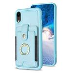 For iPhone XR BF27 Metal Ring Card Bag Holder Phone Case(Blue)