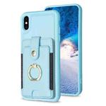For iPhone XS Max BF27 Metal Ring Card Bag Holder Phone Case(Blue)
