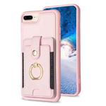 For iPhone 8 Plus / 7 Plus BF27 Metal Ring Card Bag Holder Phone Case(Pink)