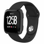For Fitbit Versa 2 / Fitbit Versa / Fitbit Versa Lite Solid Color Silicone Watch Band, Size:S(Black)