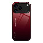 For iPhone 17 Pro Max Gradient Color Glass Phone Case(Red Black)
