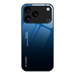 For iPhone 17 Pro Max Gradient Color Glass Phone Case(Blue Black)