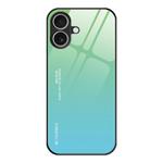 For iPhone 17 Gradient Color Glass Phone Case(Green Cyan)