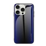 For iPhone 16 Pro Texture Gradient Glass TPU Phone Case(Dark Blue)