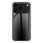 For iPhone 17 Pro Max Texture Gradient Glass TPU Phone Case(Black)