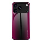 For iPhone 17 Pro Texture Gradient Glass TPU Phone Case(Rose Red)