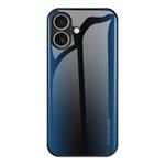 For iPhone 17 Texture Gradient Glass TPU Phone Case(Blue)