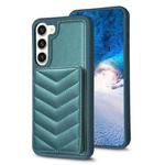 For Samsung Galaxy S23+ 5G BF26 Wave Pattern Card Bag Holder Phone Case(Green)