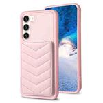 For Samsung Galaxy S23+ 5G BF26 Wave Pattern Card Bag Holder Phone Case(Pink)