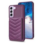 For Samsung Galaxy S21 5G BF26 Wave Pattern Card Bag Holder Phone Case(Dark Purple)