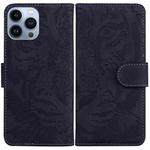 For iPhone 15 Pro Max Tiger Embossing Pattern Leather Phone Case(Black)