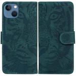 For iPhone 15 Plus Tiger Embossing Pattern Leather Phone Case(Green)