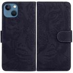 For iPhone 14 Plus Tiger Embossing Pattern Leather Phone Case(Black)