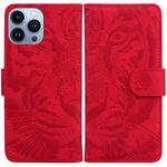 For iPhone 14 Pro Tiger Embossing Pattern Leather Phone Case(Red)