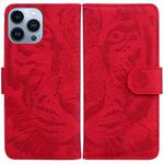 For iPhone 14 Pro Max Tiger Embossing Pattern Leather Phone Case(Red)