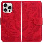 For iPhone 16 Pro Max Tiger Embossing Pattern Leather Phone Case(Red)