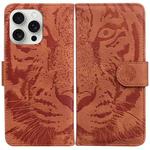 For iPhone 16 Pro Max Tiger Embossing Pattern Leather Phone Case(Brown)