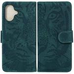 For iPhone 16 Tiger Embossing Pattern Leather Phone Case(Green)